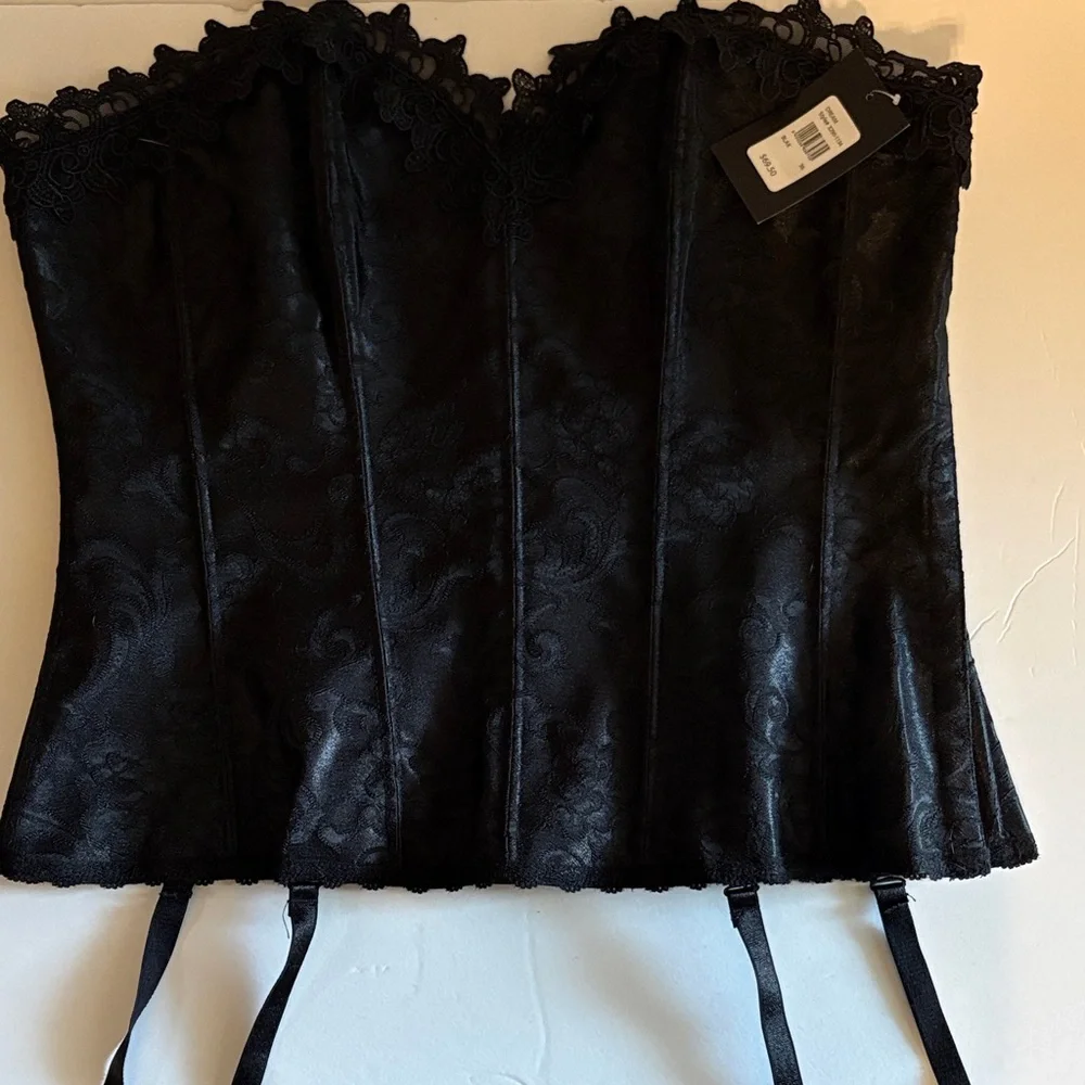 Frederick's of Hollywood Black Satin Corset - Picture 1 of 4